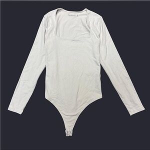 Abercrombie & Fitch Cream Long Sleeve Bodysuit